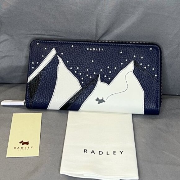 Blue Snow Mountain Wanderers Leather Wallet, RADLEY LONDON, NWT - Picture 1 of 6